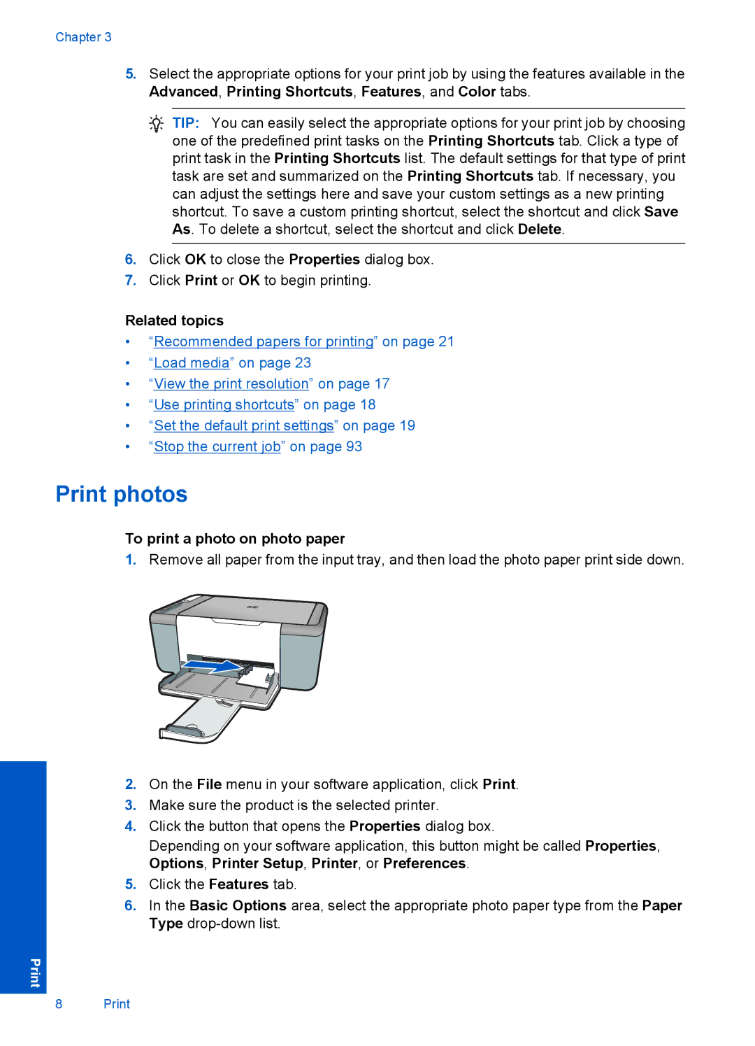 HP 4400 - K4 manual Print photos, To print a photo on photo paper 