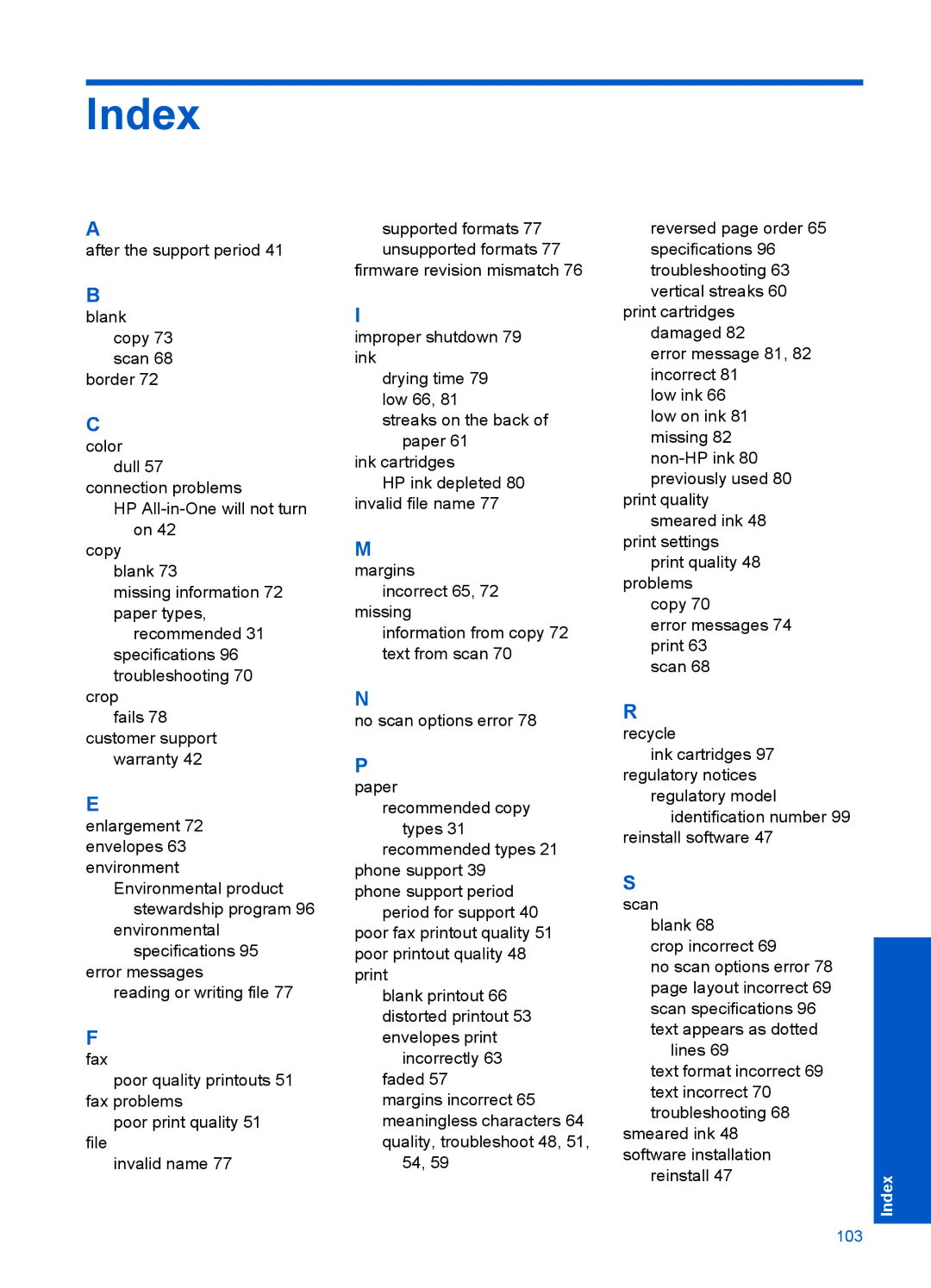 HP 4400 - K4 manual Index 