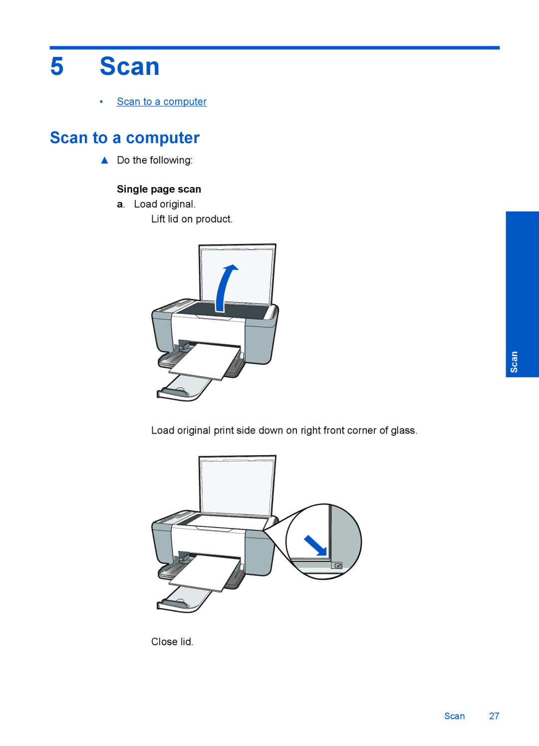 HP 4400 - K4 manual Scan to a computer, Single page scan a. Load original 