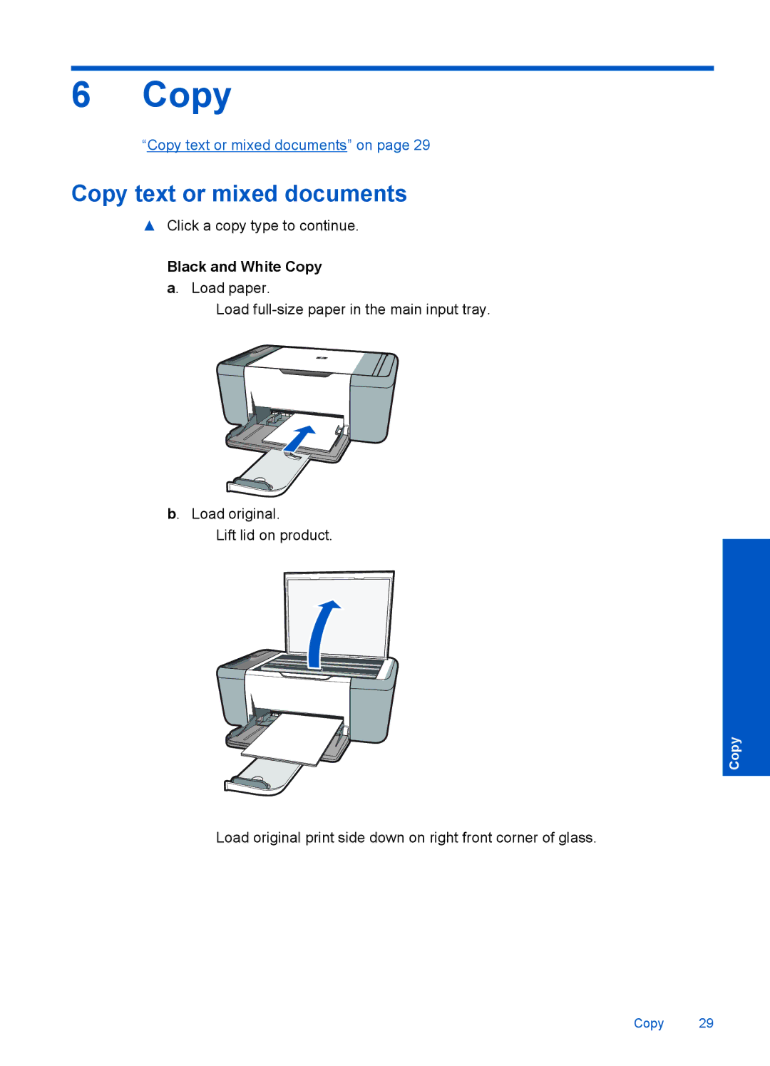 HP 4400 - K4 manual Copy text or mixed documents, Black and White Copy a. Load paper 