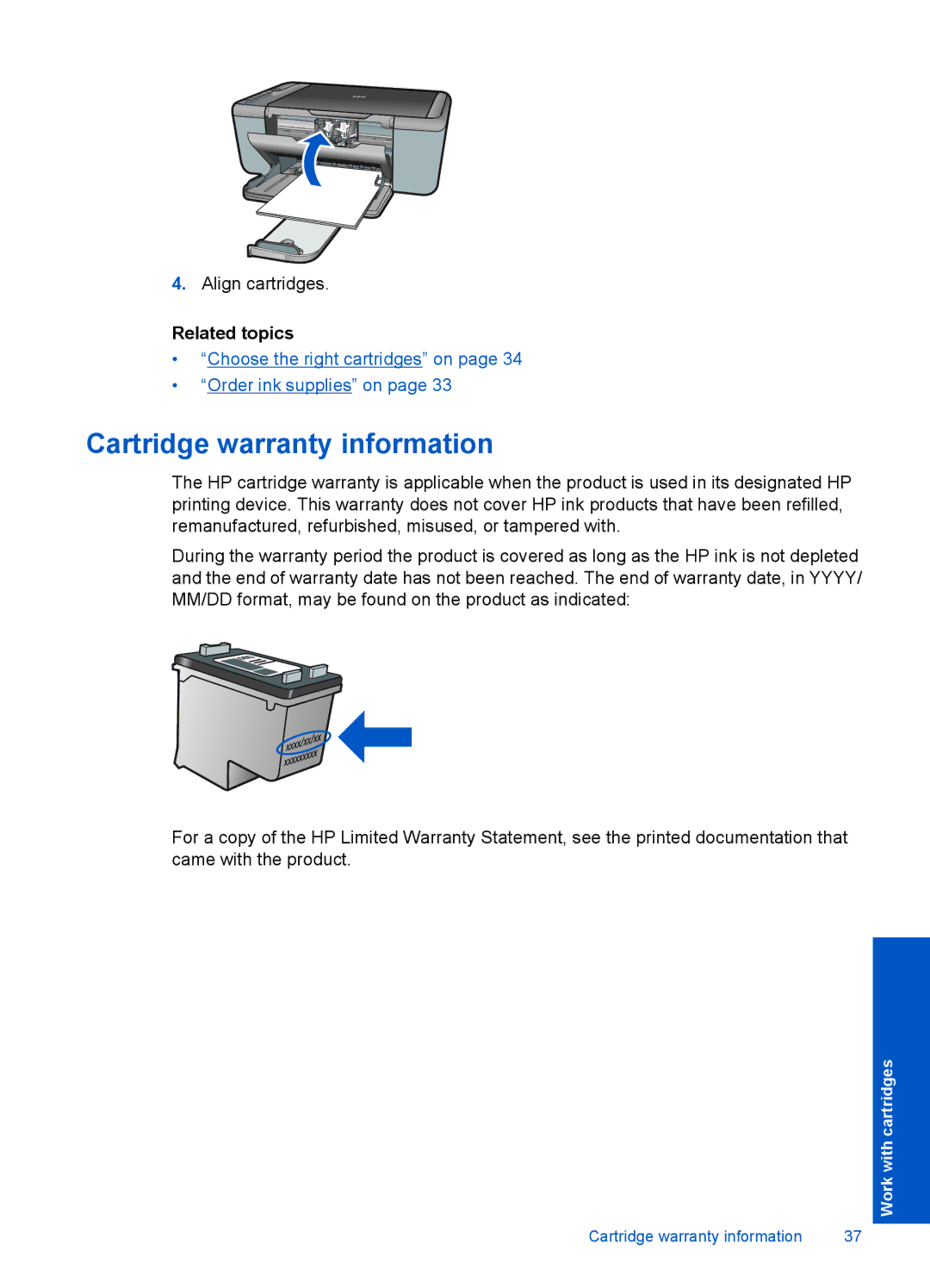 HP 4400 - K4 manual Cartridge warranty information, Related topics 