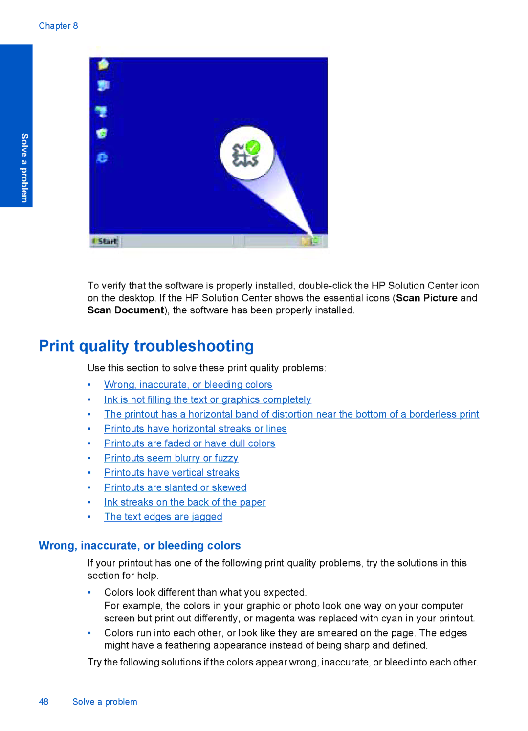 HP 4400 - K4 manual Print quality troubleshooting, Wrong, inaccurate, or bleeding colors 