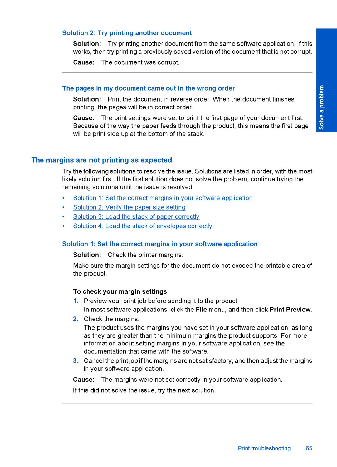 HP 4400 - K4 Margins are not printing as expected, Solution 2 Try printing another document, To check your margin settings 