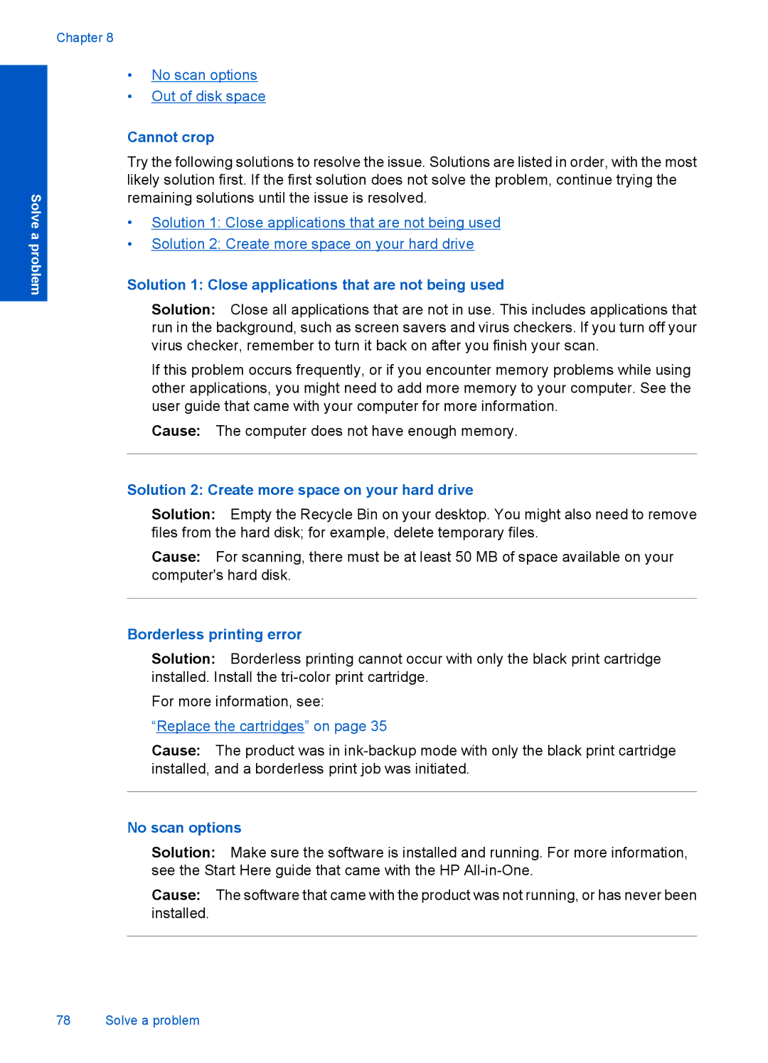 HP 4400 - K4 manual Cannot crop, Solution 1 Close applications that are not being used, Borderless printing error 