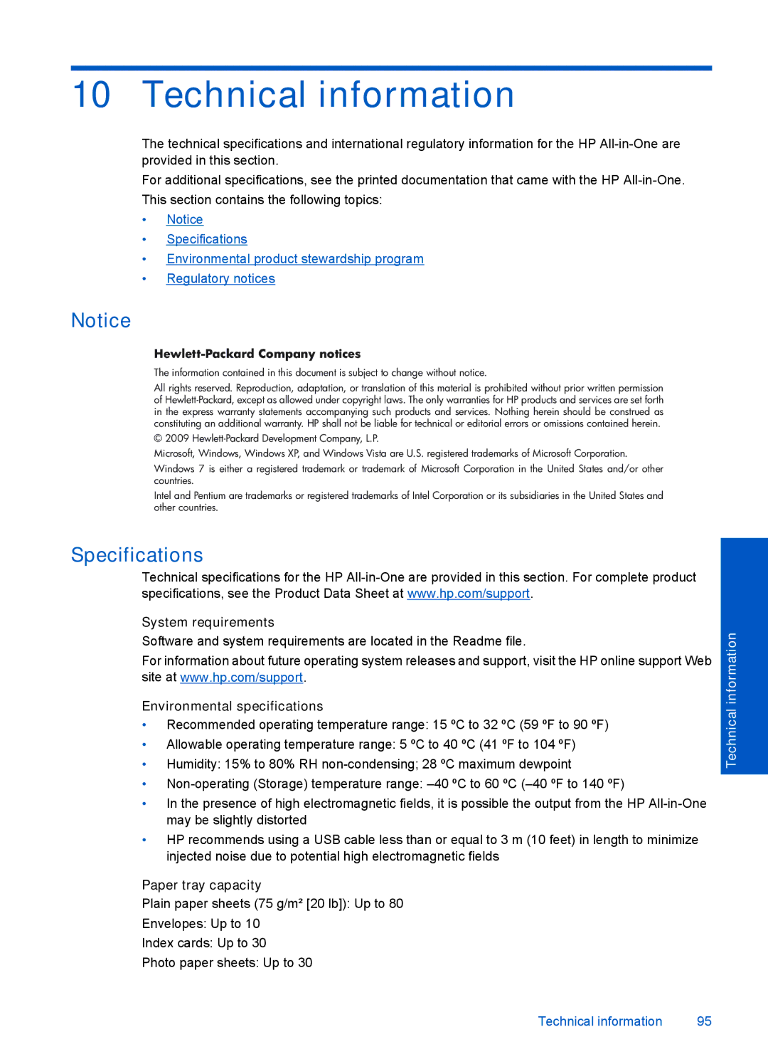 HP 4400 - K4 manual Technical information, Hewlett-Packard Company notices 