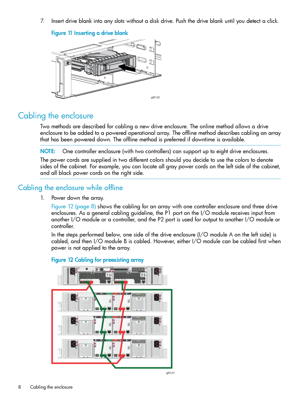 HP 4400 manual Cabling the enclosure while offline 