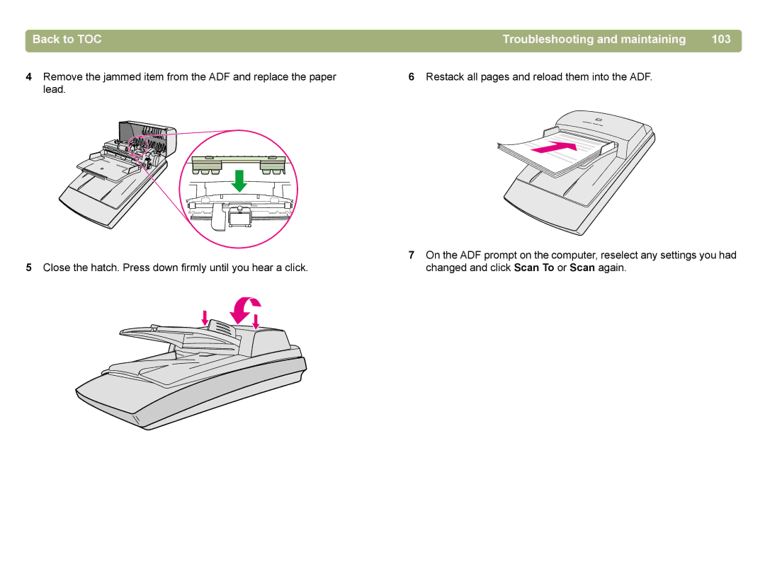 HP 4400C manual Troubleshooting and maintaining 103 