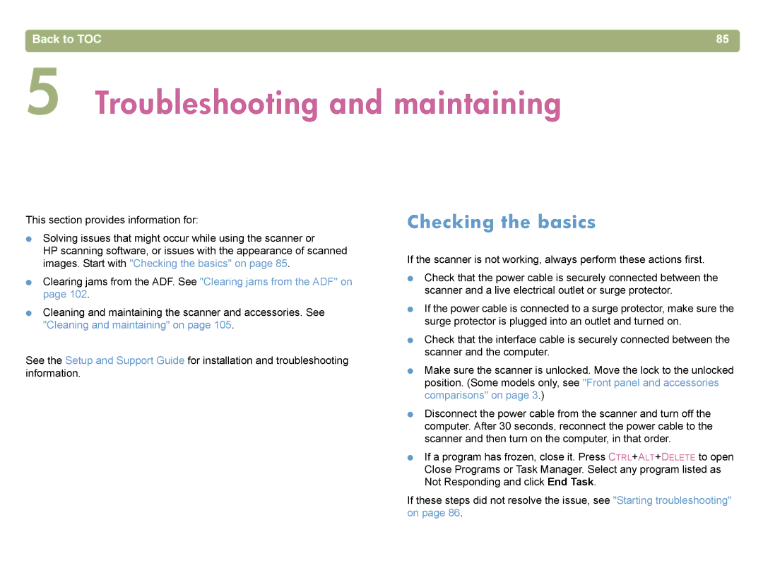 HP 4400C manual Troubleshooting and maintaining, Checking the basics 