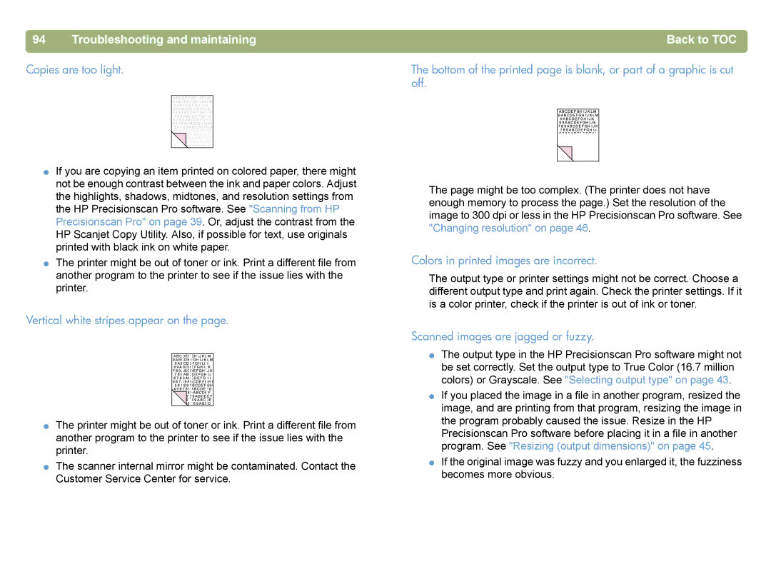 HP 4400C manual Copies are too light 