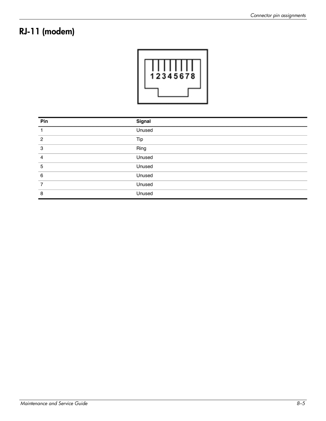 HP 4410t Mobile manual RJ-11 modem 