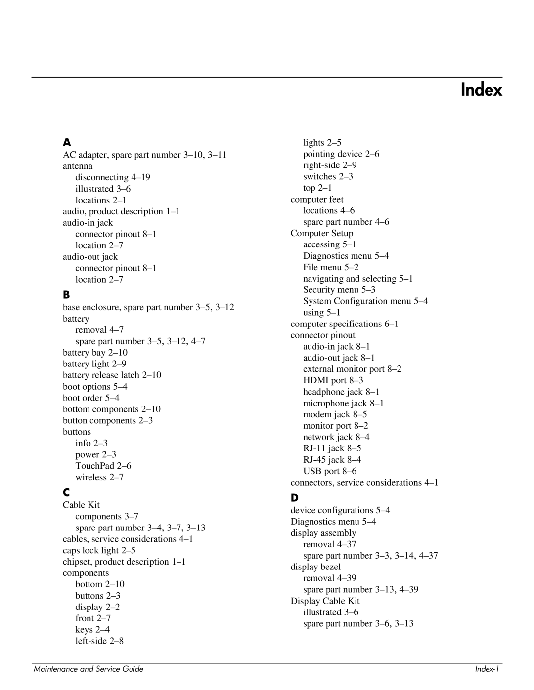 HP 4410t Mobile manual Index 