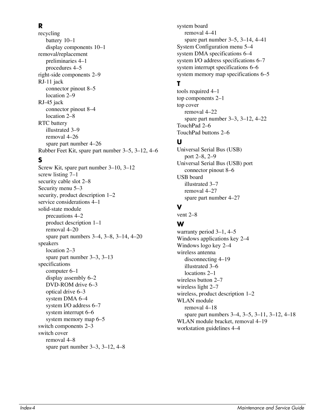 HP 4410t Mobile manual Index-4 