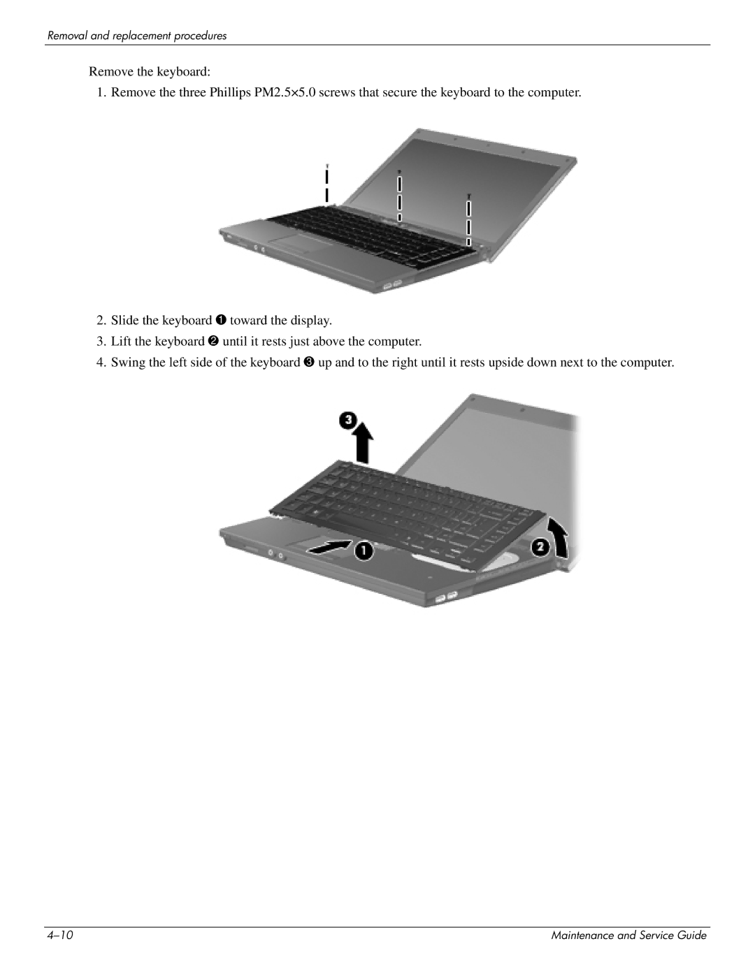 HP 4410t Mobile manual Removal and replacement procedures 