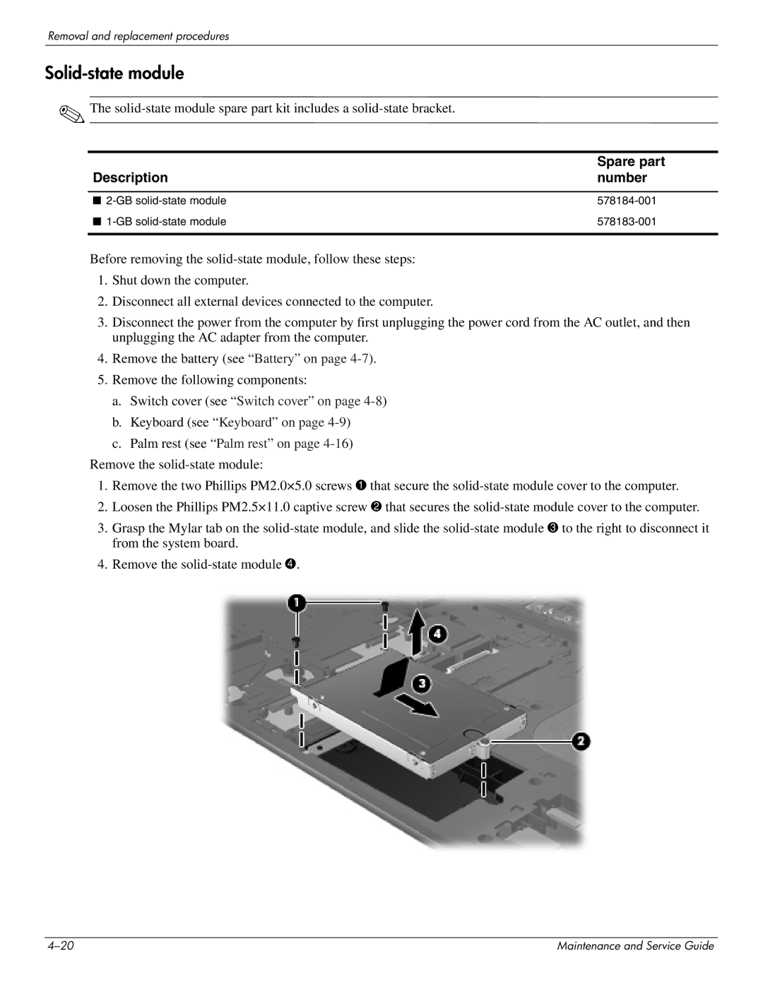 HP 4410t Mobile manual Solid-state module 