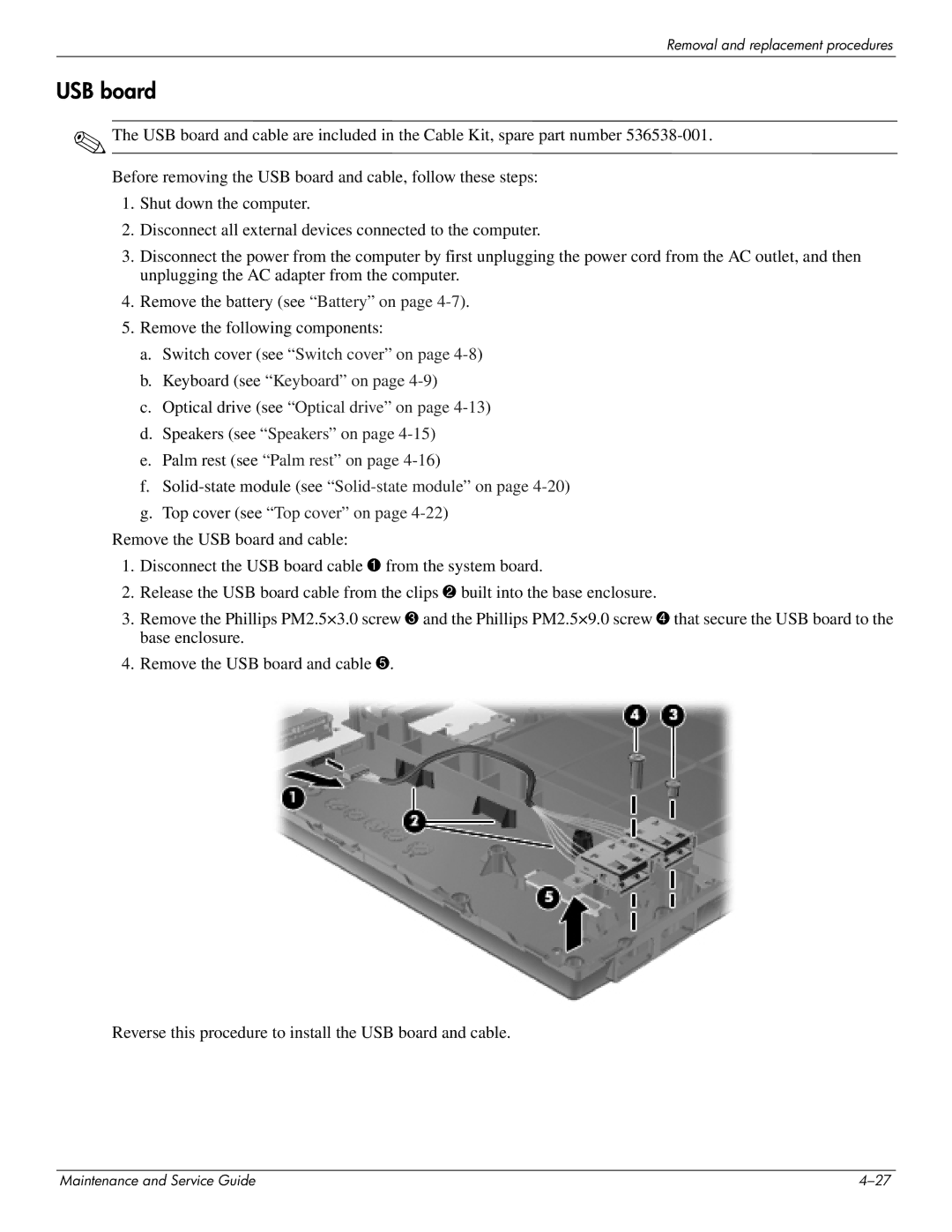 HP 4410t Mobile manual USB board 