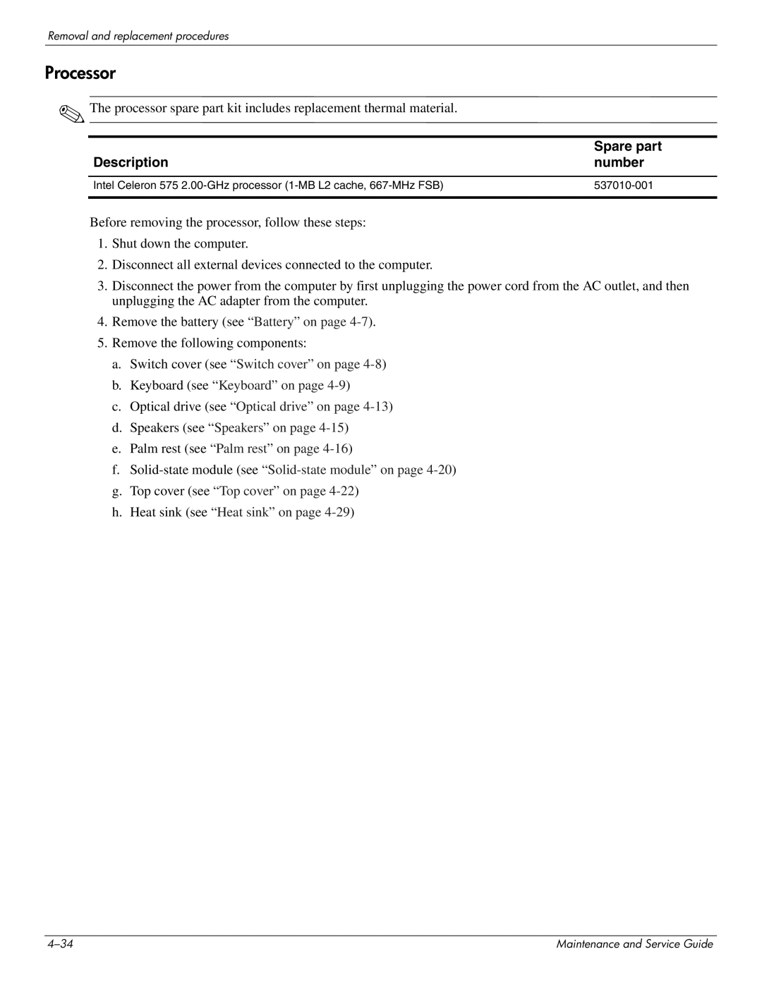 HP 4410t Mobile manual Processor 