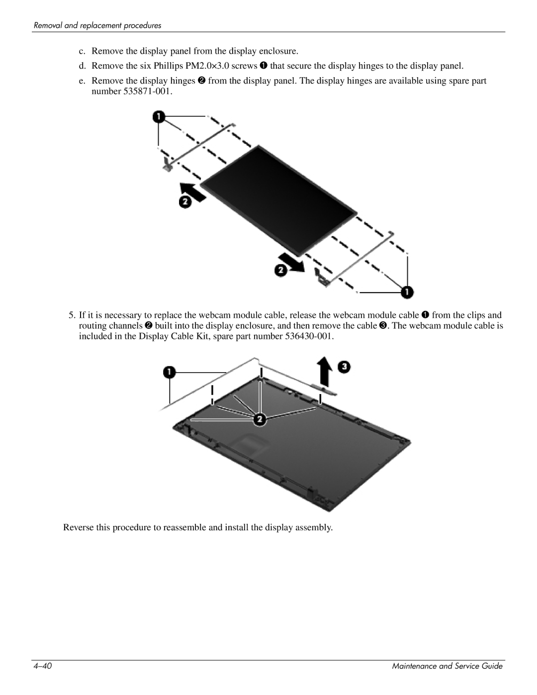 HP 4410t Mobile manual Removal and replacement procedures 