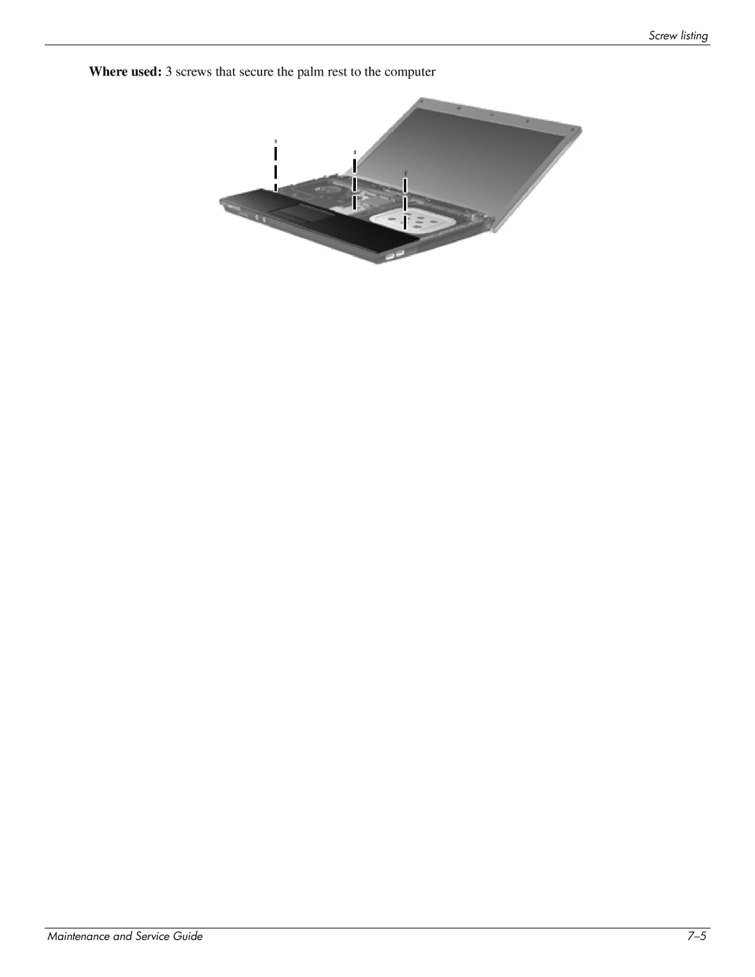 HP 4410t Mobile manual Screw listing 