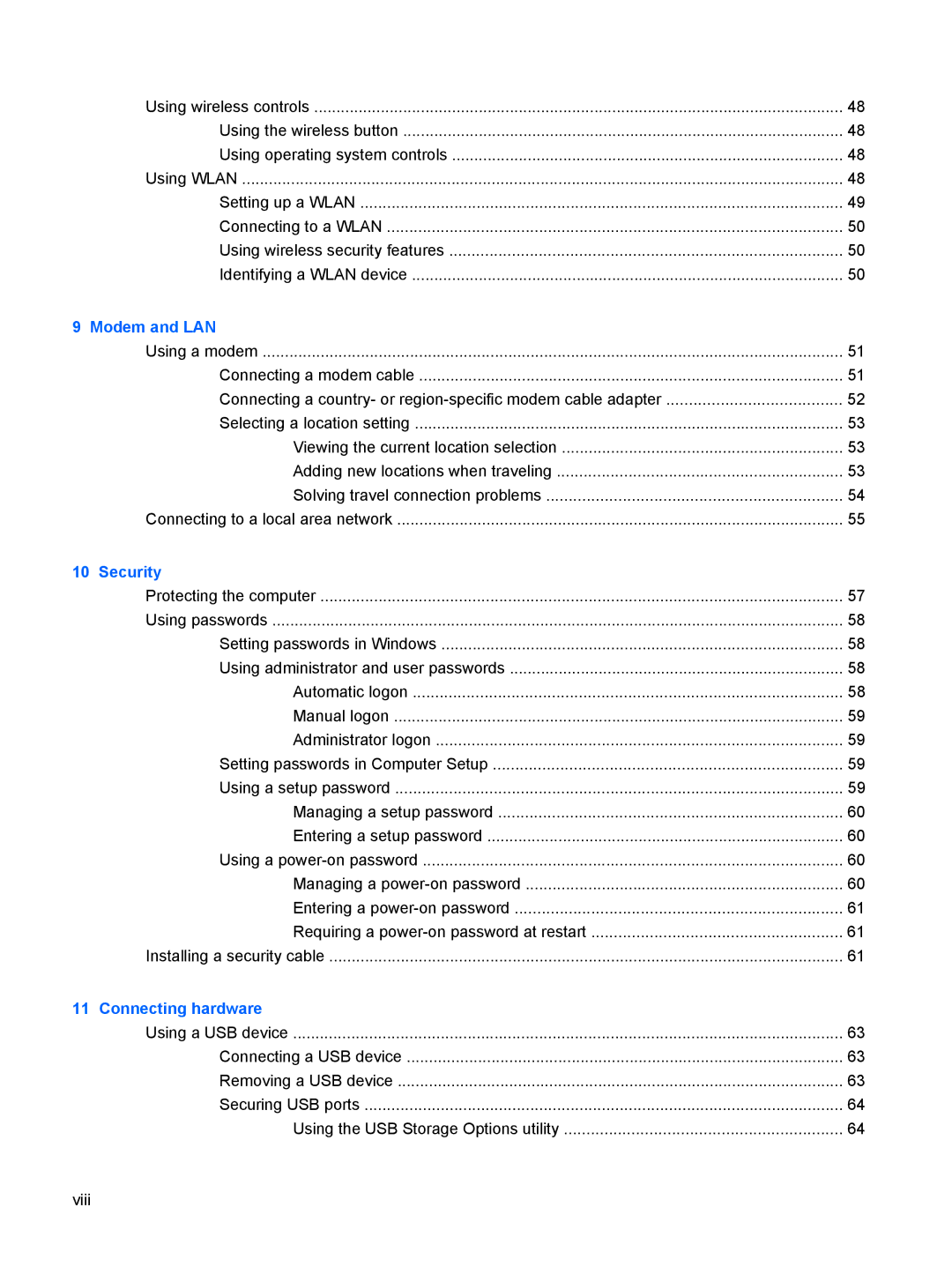 HP 4410t Mobile manual Modem and LAN 