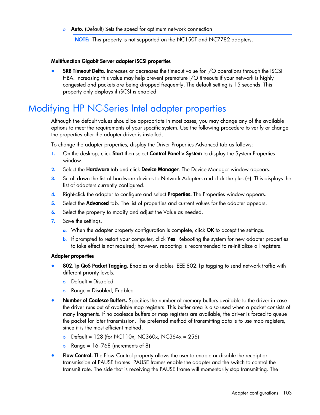 HP 441877-00B manual Auto. Default Sets the speed for optimum network connection 