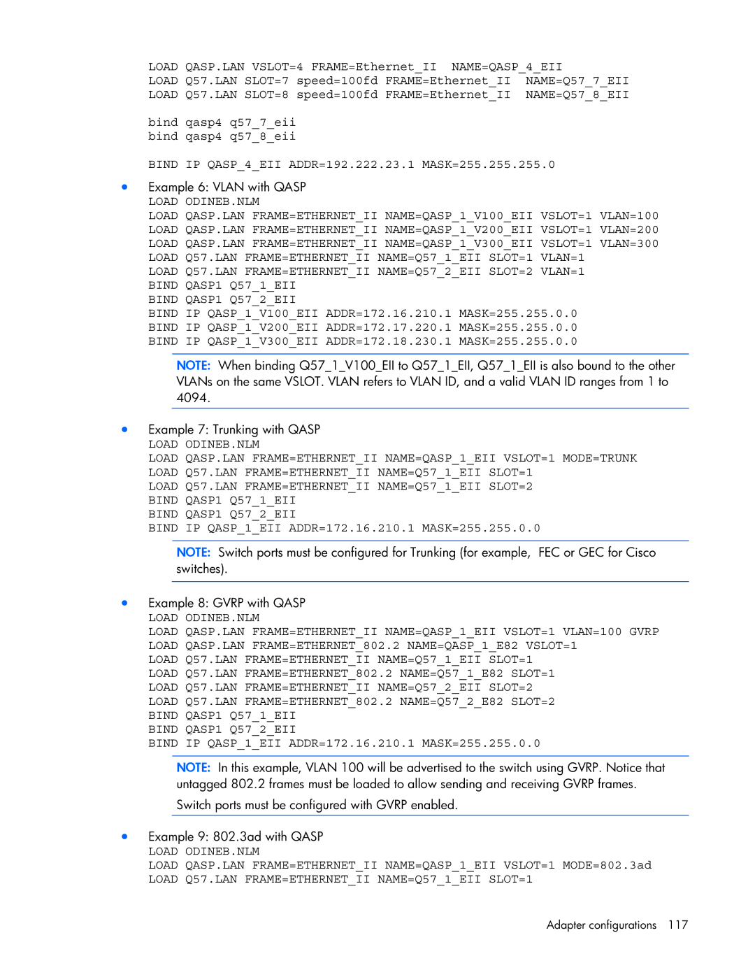 HP 441877-00B manual Bind IP QASP1EII ADDR=172.16.210.1 MASK=255.255.0.0 