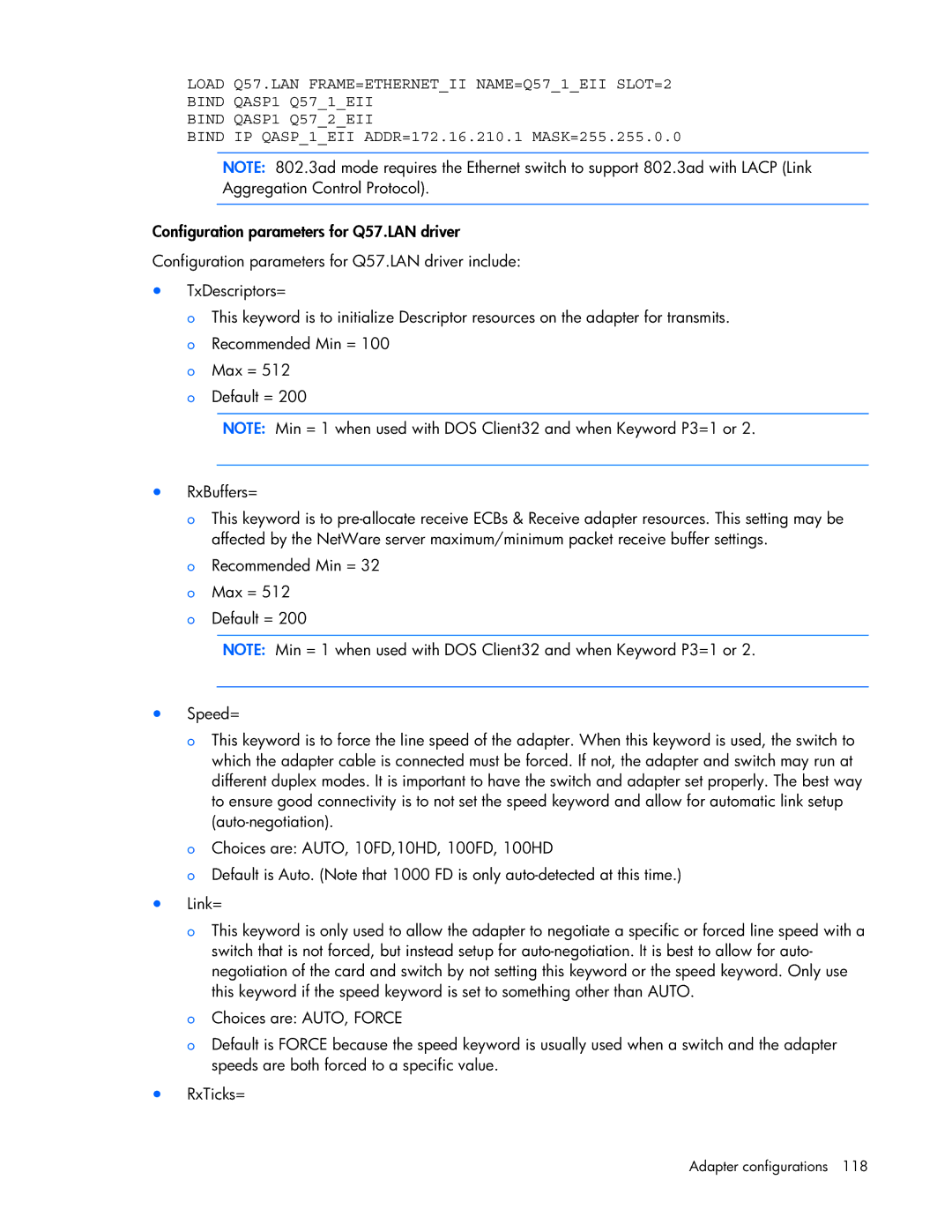 HP 441877-00B manual Bind IP QASP1EII ADDR=172.16.210.1 MASK=255.255.0.0 