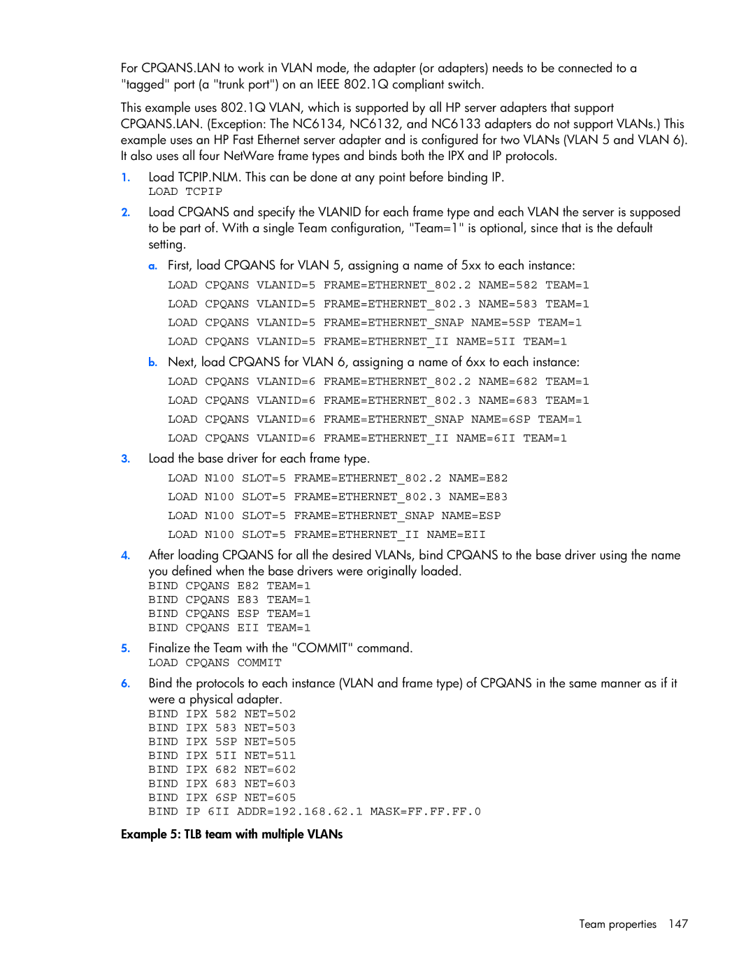 HP 441877-00B manual Bind IP 6II ADDR=192.168.62.1 MASK=FF.FF.FF.0 