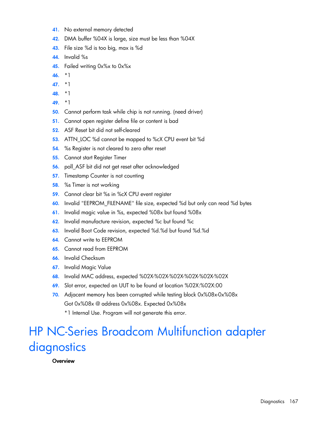 HP 441877-00B manual HP NC-Series Broadcom Multifunction adapter diagnostics 