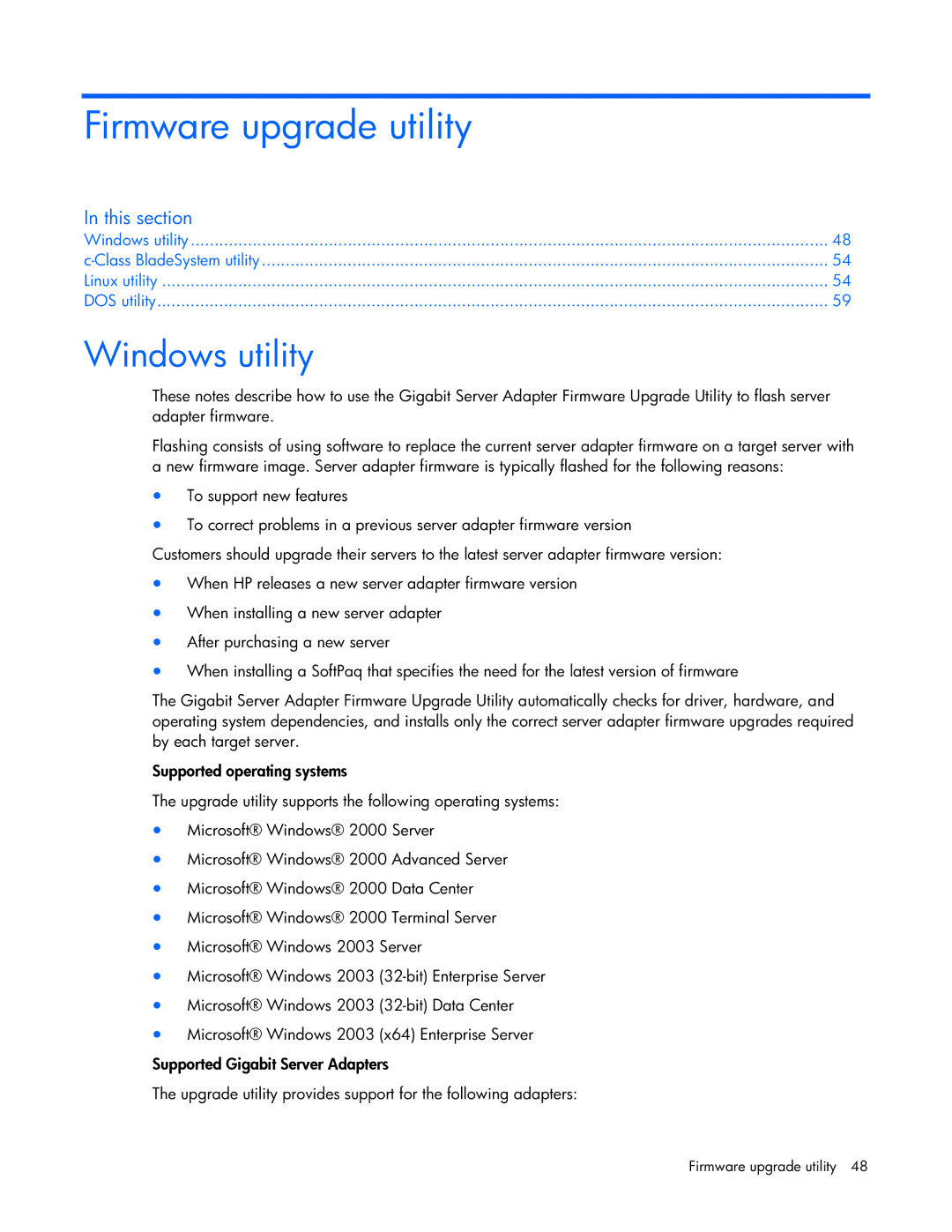 HP 441877-00B manual Firmware upgrade utility, Windows utility 