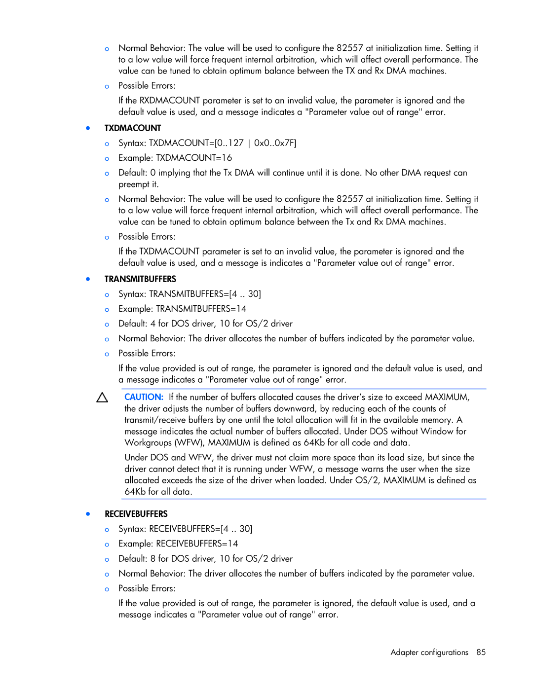 HP 441877-00B manual Txdmacount, Transmitbuffers, Receivebuffers 