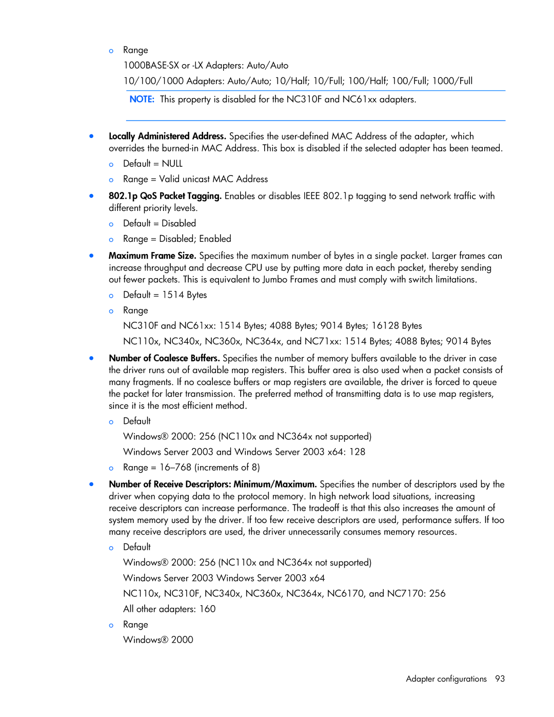 HP 441877-00B manual Adapter configurations 