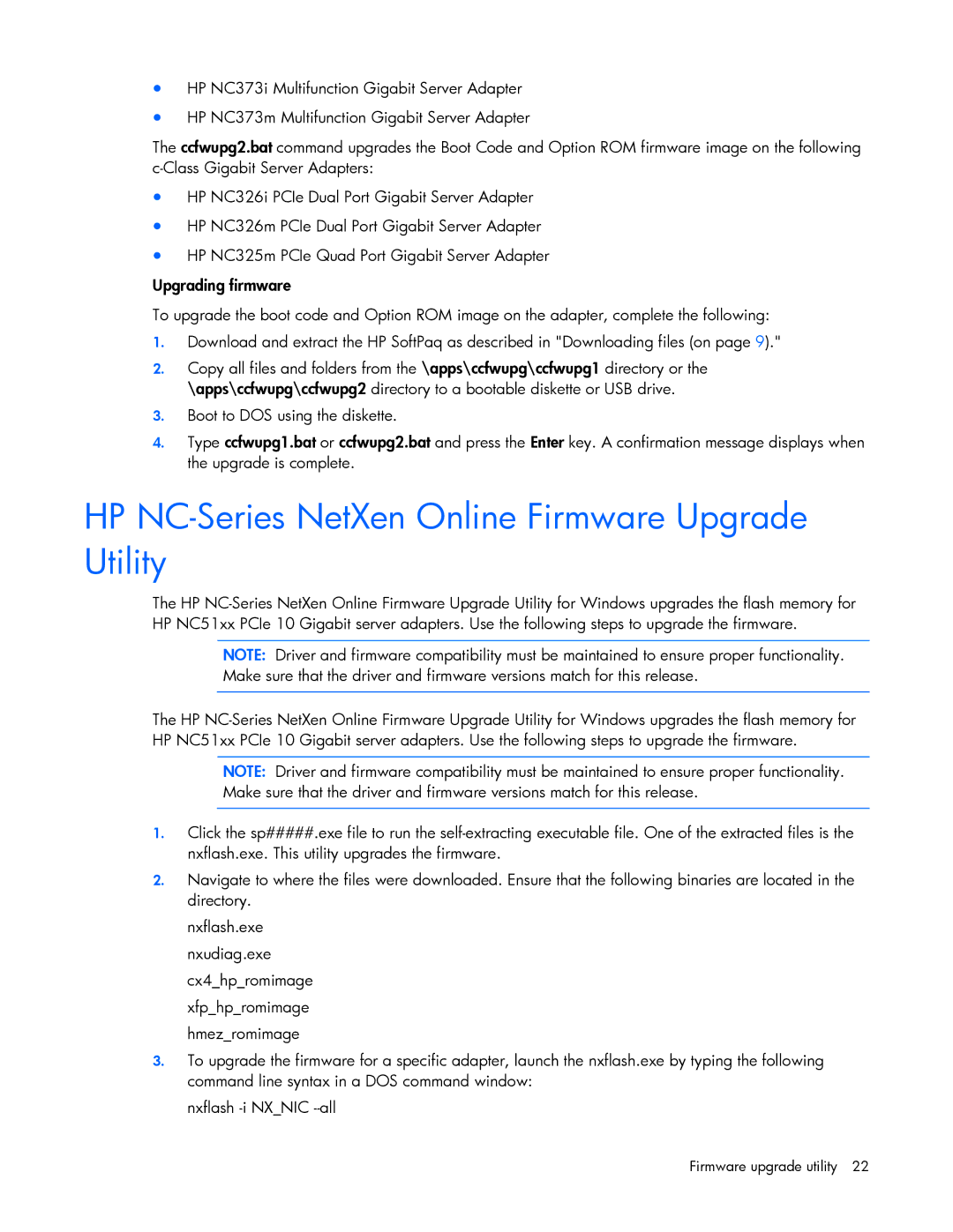 HP 441877-00F manual HP NC-Series NetXen Online Firmware Upgrade Utility 