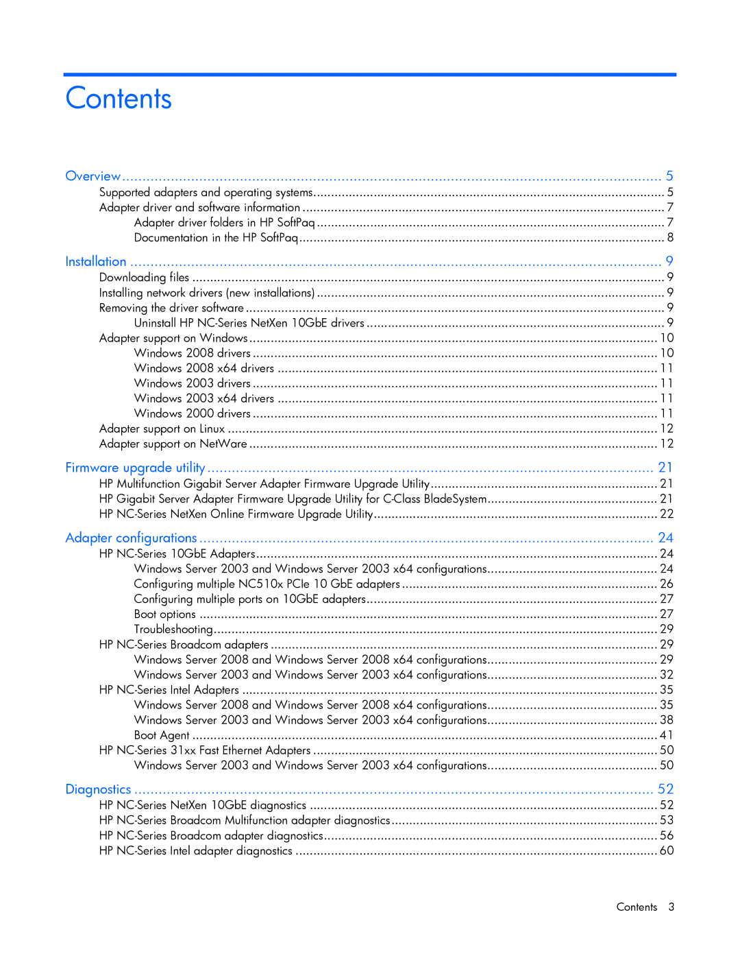 HP 441877-00F manual Contents 