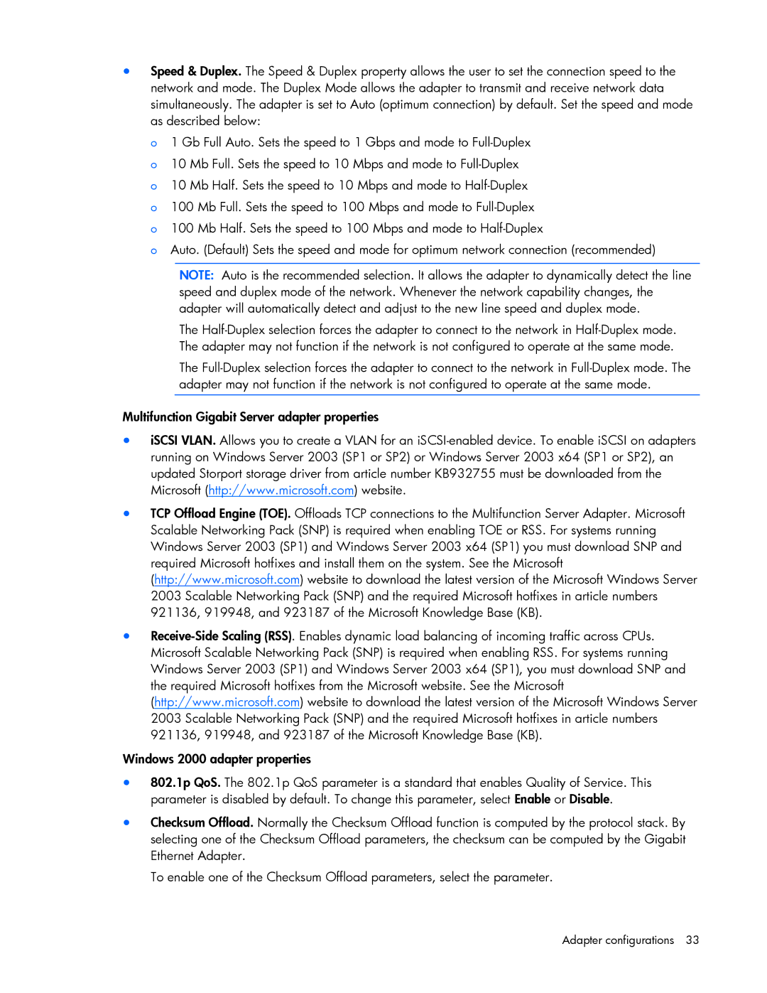 HP 441877-00F manual Adapter configurations 