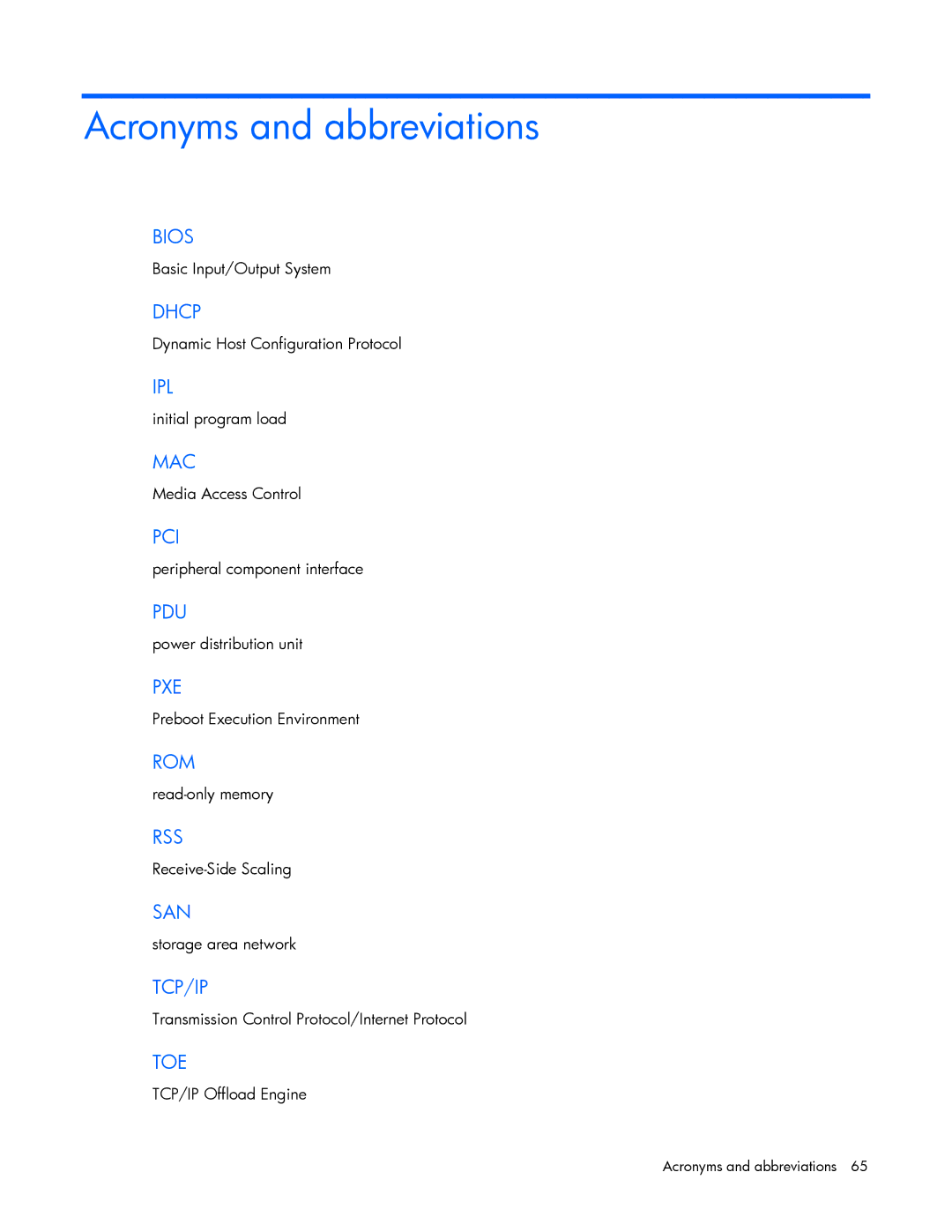 HP 441877-00F manual Acronyms and abbreviations 