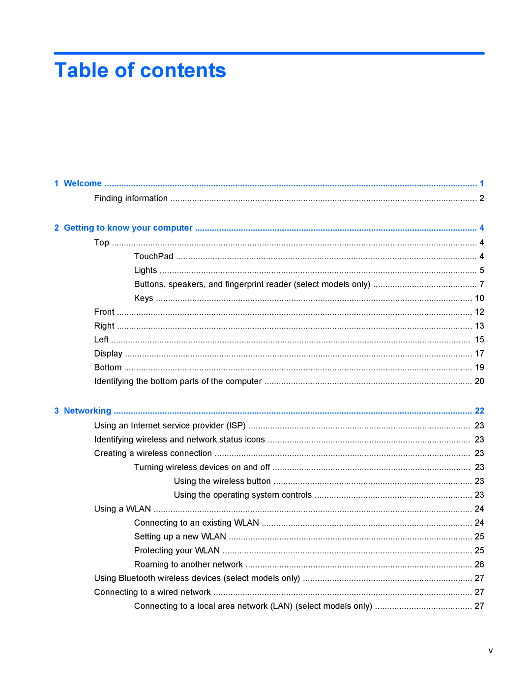 HP 4440s manual Table of contents 