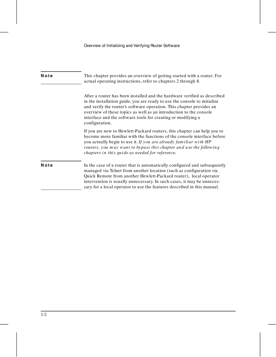 HP 445 manual Overview of Initializing and Verifying Router Software 