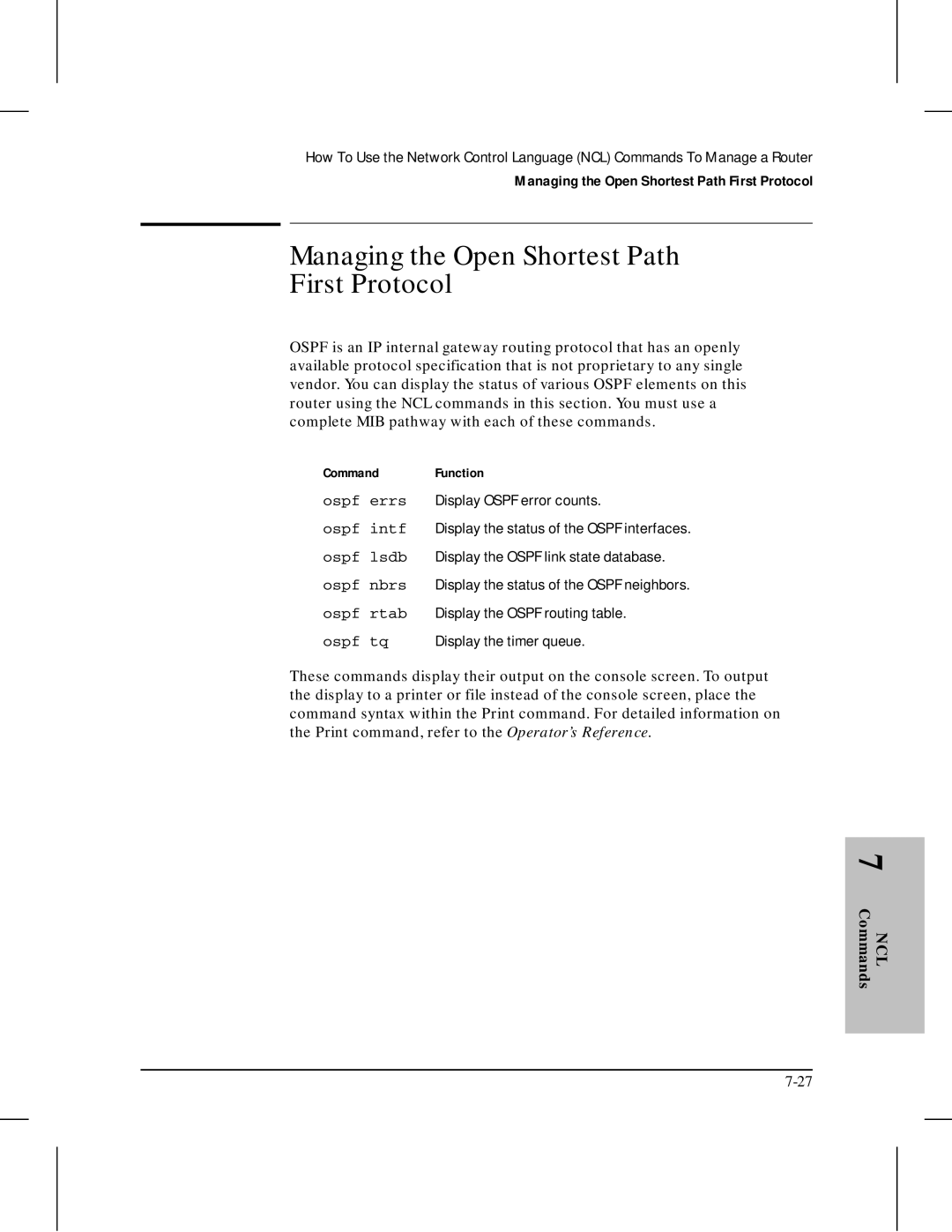 HP 445 manual Managing the Open Shortest Path First Protocol 