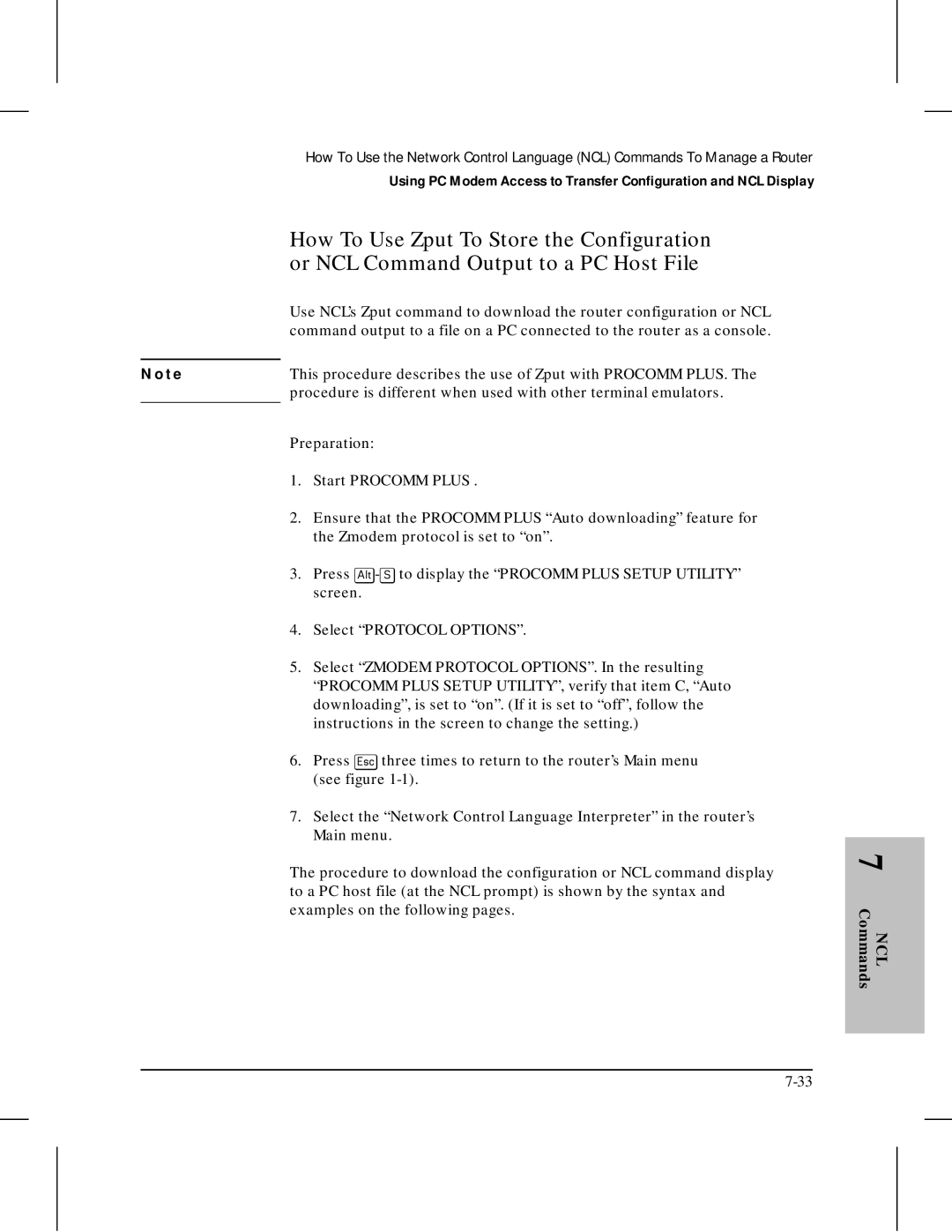 HP 445 manual How To Use Zput To Store the Configuration, Or NCL Command Output to a PC Host File 