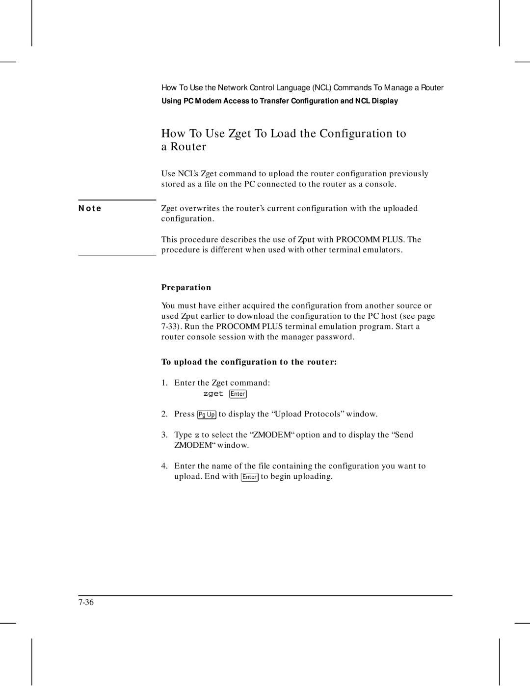 HP 445 manual How To Use Zget To Load the Configuration to, Router, Preparation, To upload the configuration to the router 