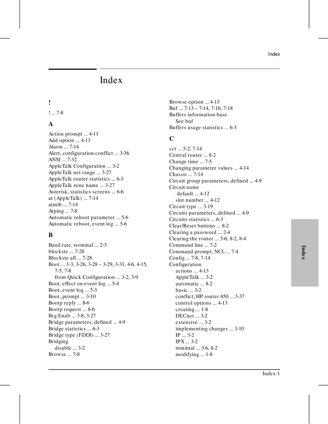 HP 445 manual Index 