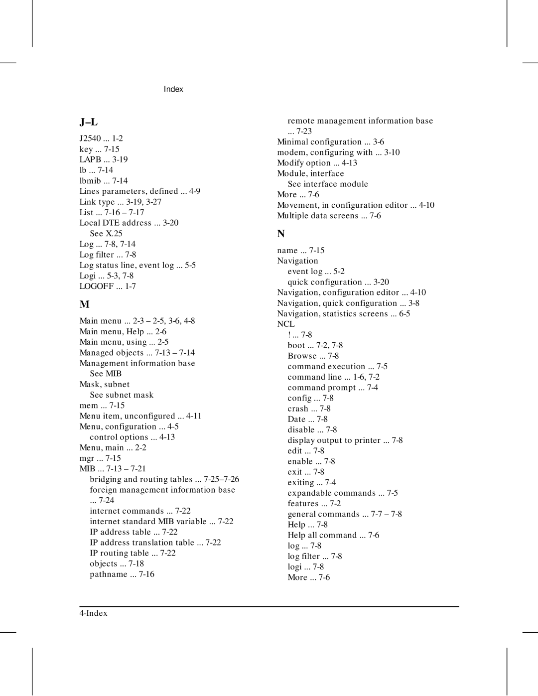 HP 445 manual Ncl 