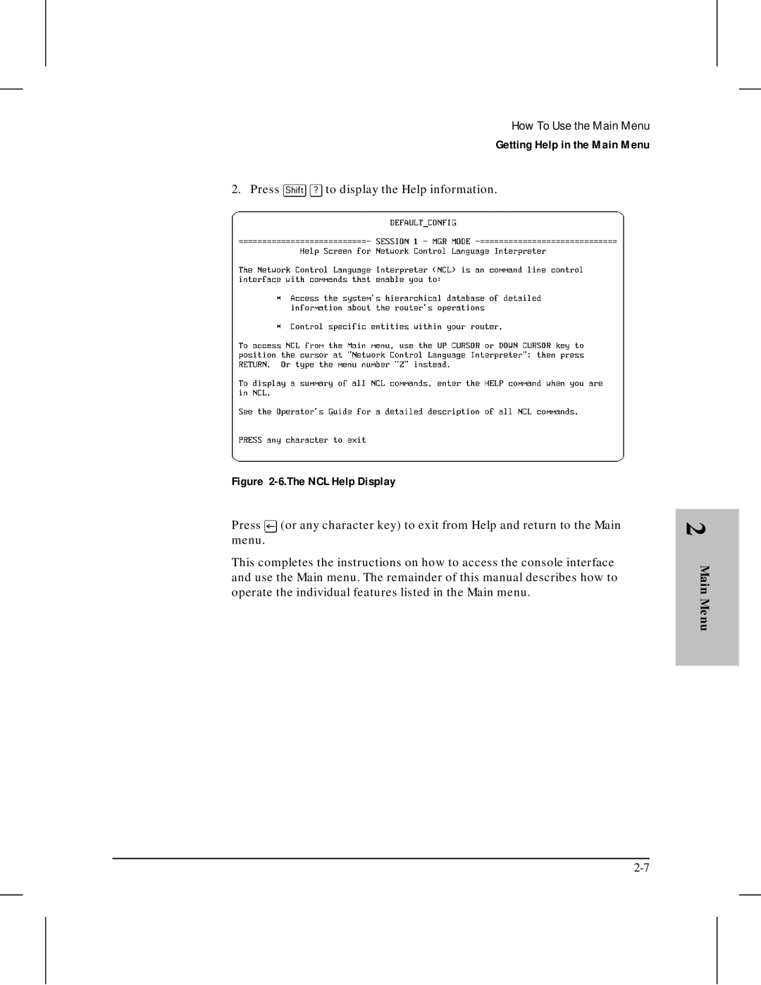 HP 445 manual NCL Help Display 