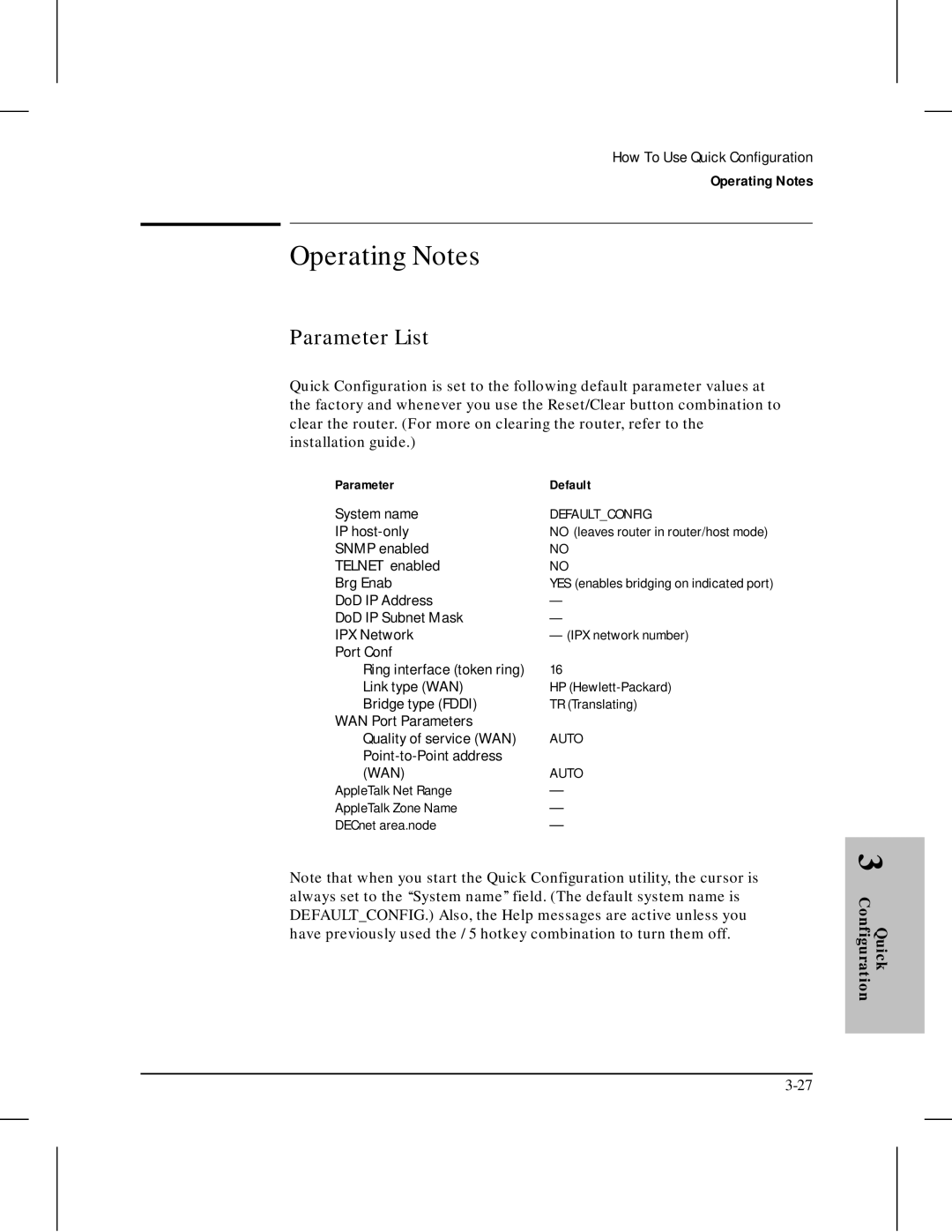 HP 445 manual Operating Notes, Parameter List 