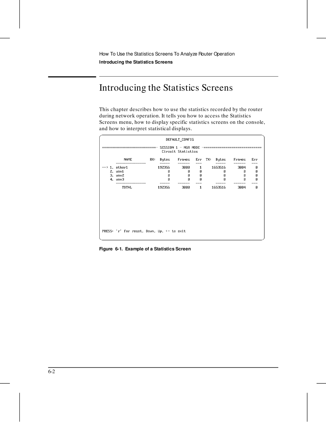 HP 445 manual Introducing the Statistics Screens, Example of a Statistics Screen 