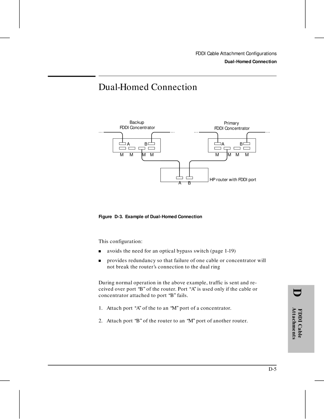 HP 445 manual Figure D-3. Example of Dual-Homed Connection 