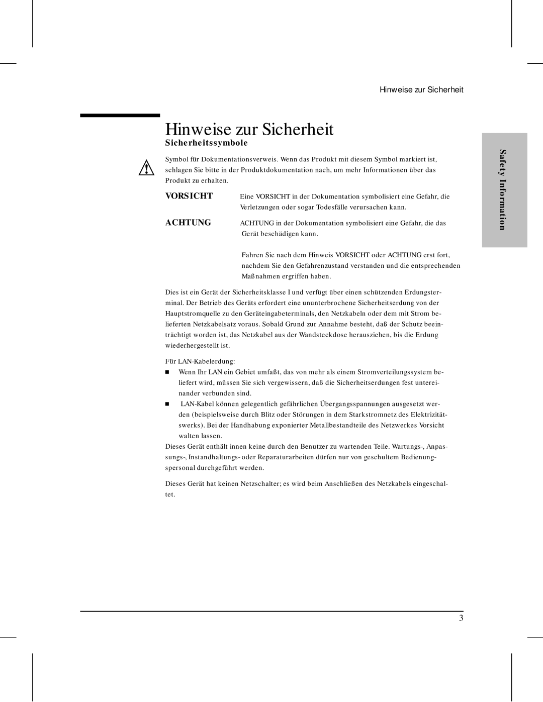 HP 445 manual Hinweise zur Sicherheit, Sicherheitssymbole 