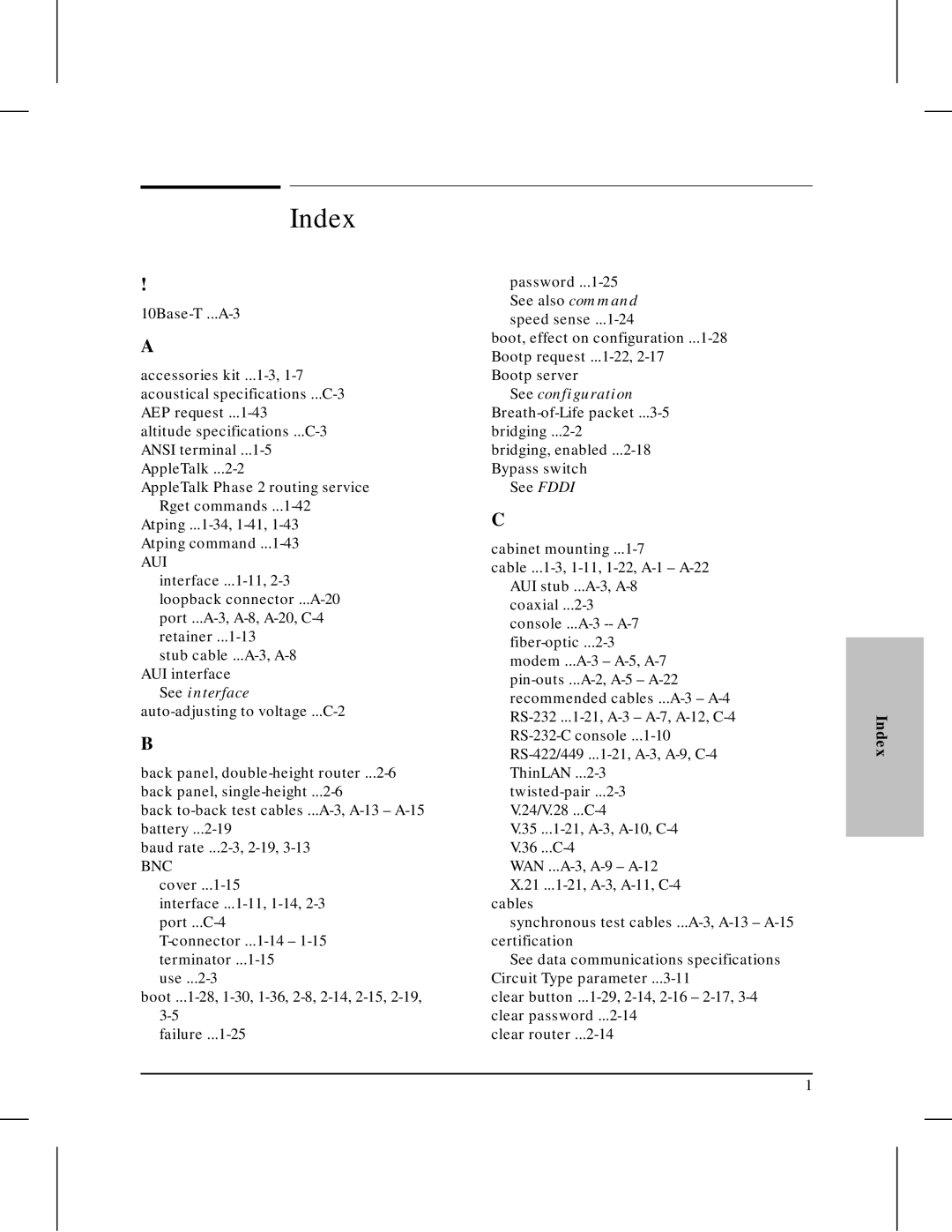 HP 445 manual Index 