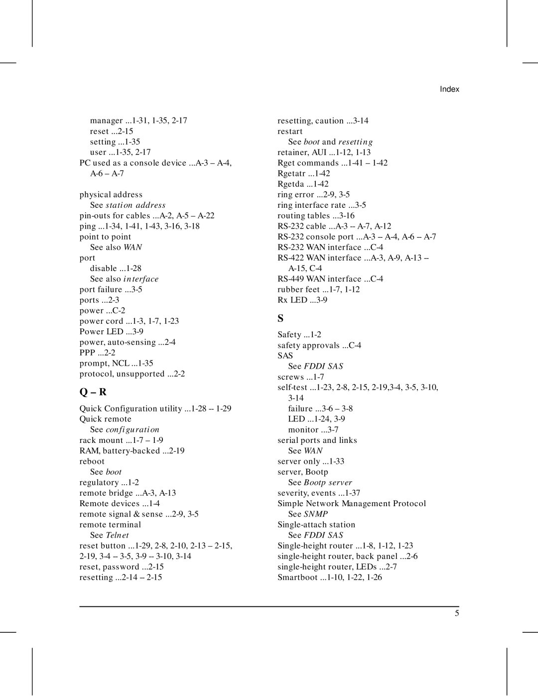 HP 445 manual Manager ...1-31, 1-35, 2-17 reset, Remote signal & sense ...2-9, 3-5 remote terminal, Rgetda 