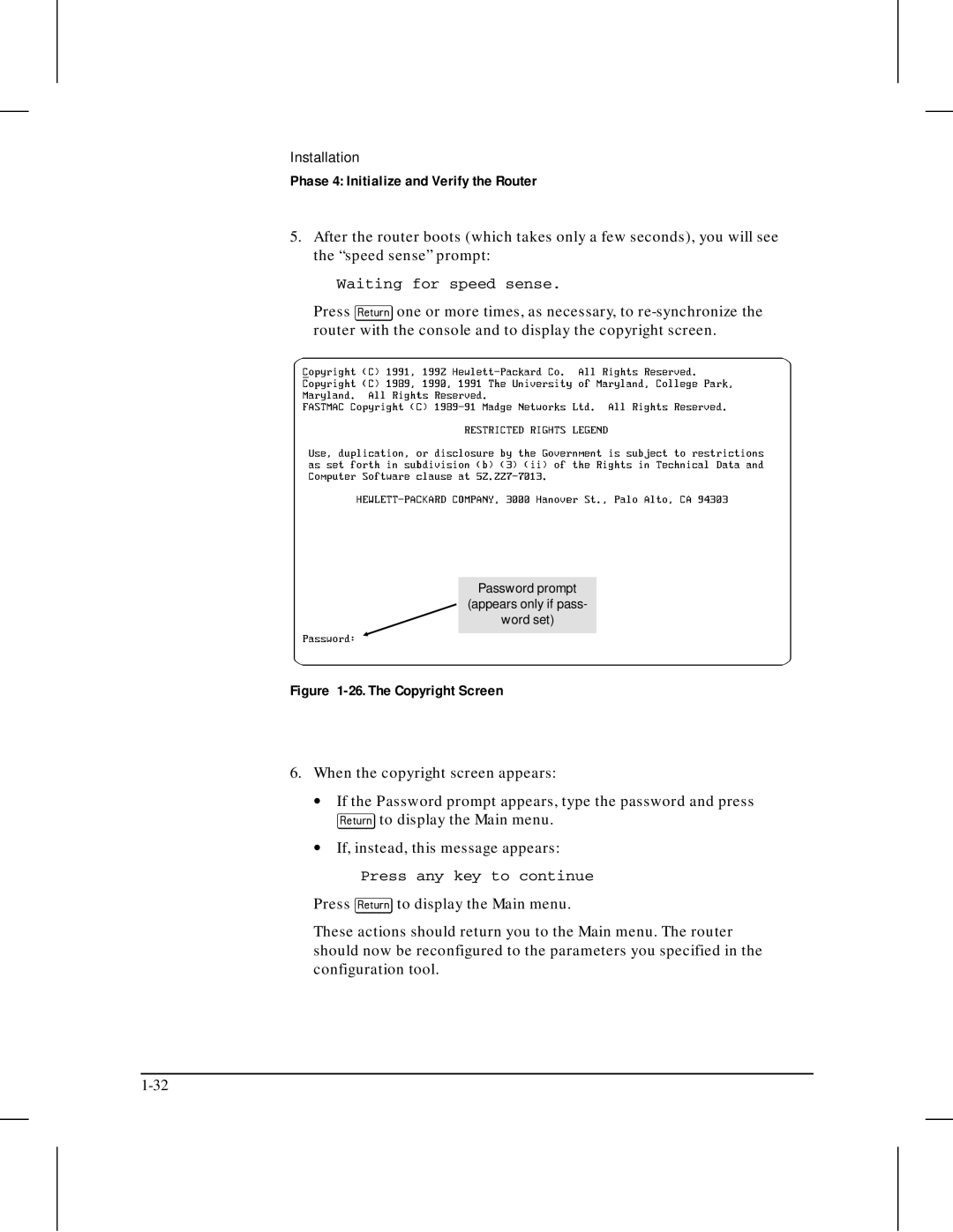 HP 445 manual The Copyright Screen 